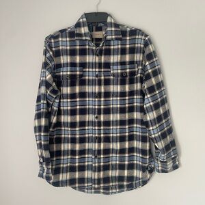 Jachs blue plaid button up men’s shirt cotton sz Medium